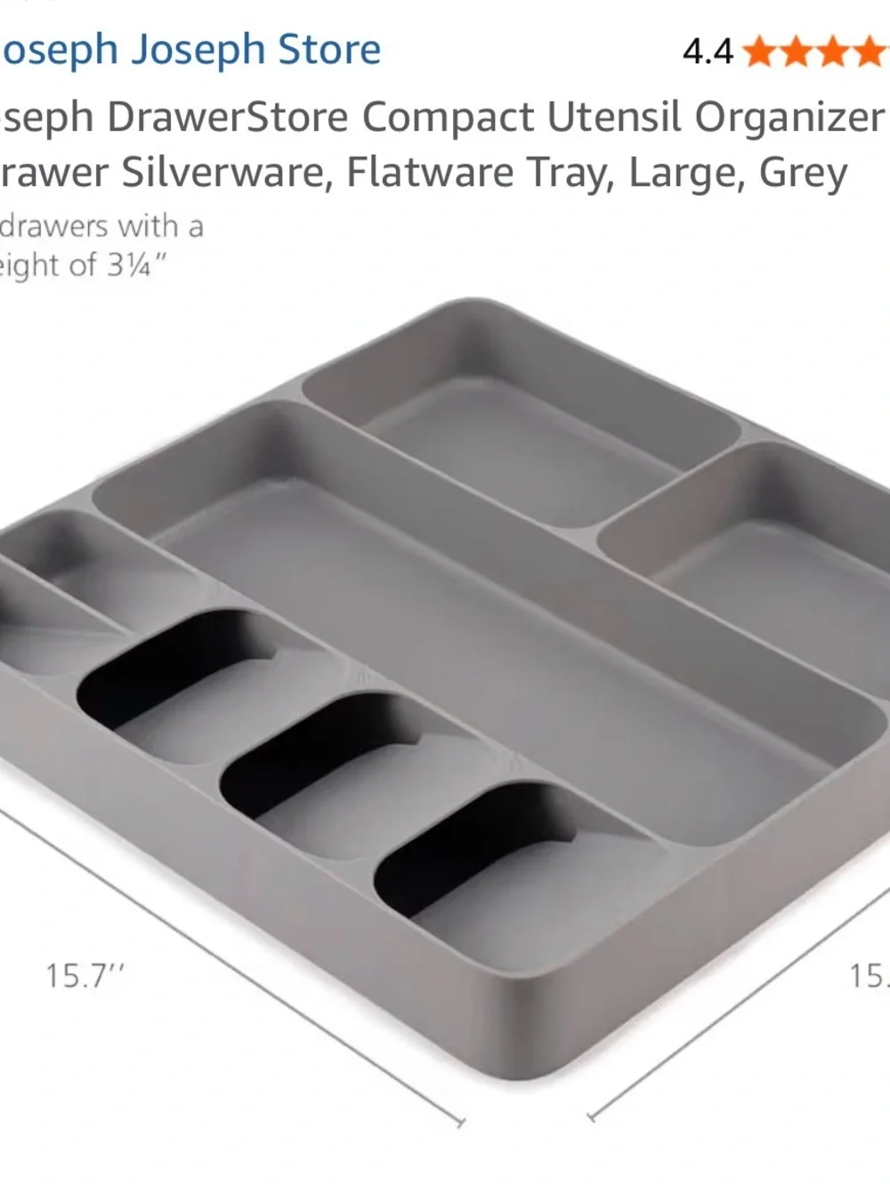 Joseph Joseph DrawerStore Large Gray Kitchen Utensil Flatware Drawer Organizer